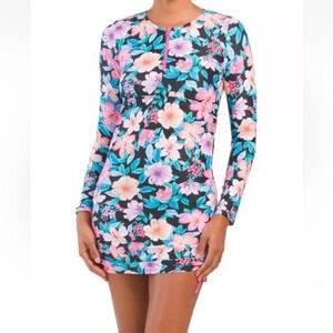 Pipeline Makani Rash Guard Dress Tropical Floral Print New With Tags S UPF 50+